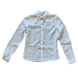 Women's Diane von Furstenberg Textured White Blouse Sheer Shirt Size 4